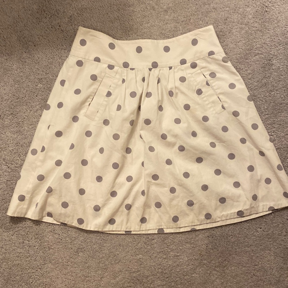 J-Crew White Polka Dot A-Line Skirt Size 2